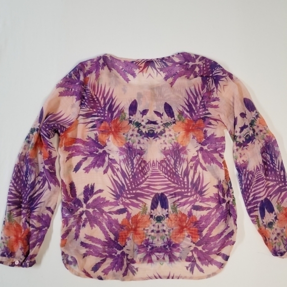 Joe Fresh Floral Chiffon Long Sleeved Blouse - Picture 2 of 5